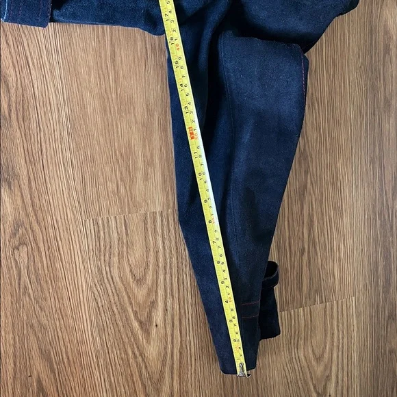 Men’s Vintage 1970s Navy Suede Belted Jacket, L - Picture 8 of 10